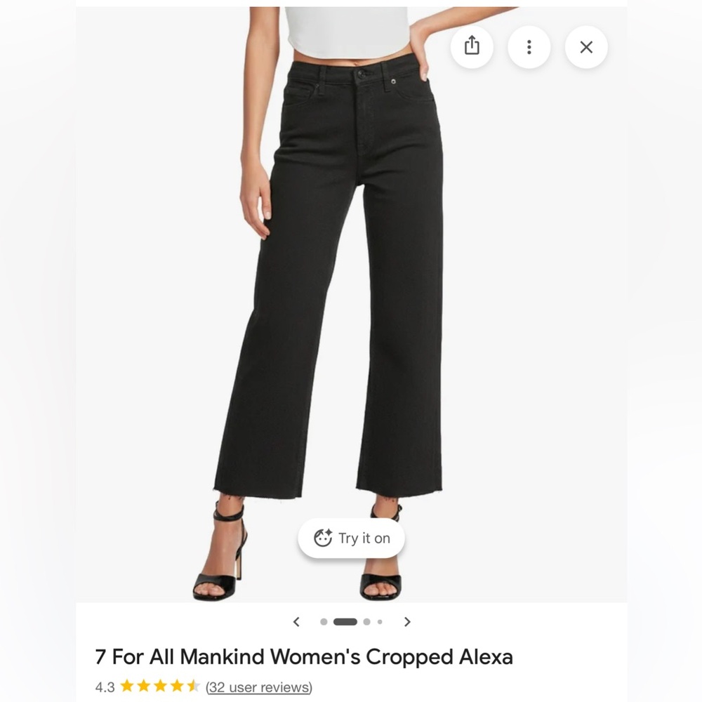 *NWT* 7 For All Mankind Women's Black Cropped Alexa jeans sz 24